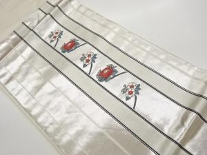 縞に花葉模様織出し名古屋帯